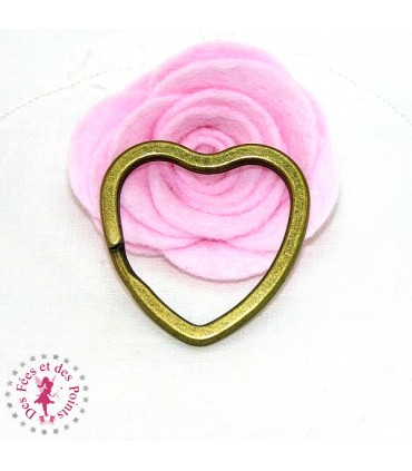 Porte-clé / anneau Coeur - Bronze antique