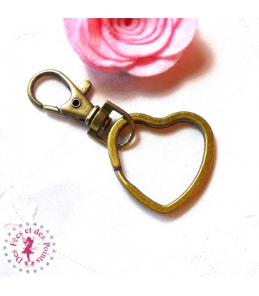 Porte-clé / anneau Coeur - Bronze antique