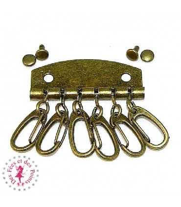 Support porte-clé à mousquetons - Bronze antique