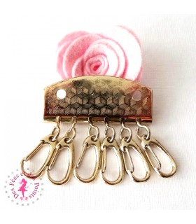 Support porte-clé à mousquetons  - Or doux