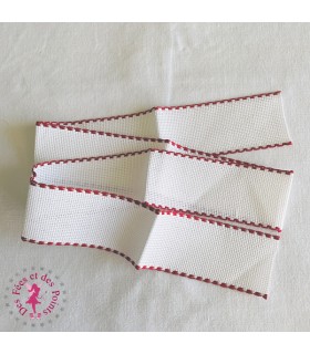 Bande à broder Aïda 5.5/pts avec feston rouge