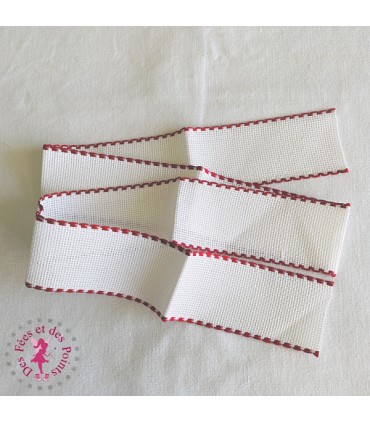 Bande à broder Aïda 5.5/pts avec feston rouge