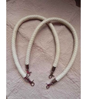 Anses cuir synthétique tressé blanc - 65 cm