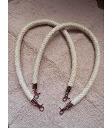 Anses cuir synthétique tressé blanc - 65 cm