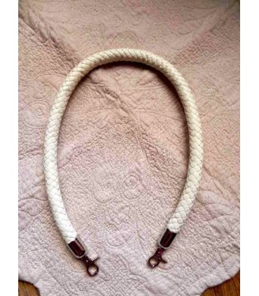 Anses cuir synthétique tressé blanc - 65 cm