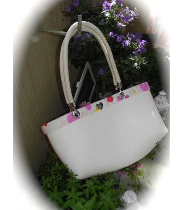 Anse cuir synthétique tressé blanc - 65 cm