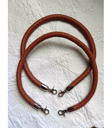 Anse cuir tréssé brun