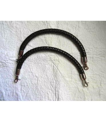 Anses cuir synthétique tressé noir - 40 cm