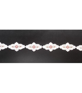 Dentelle avec médaillon brodé - Largeur 4.2 cm