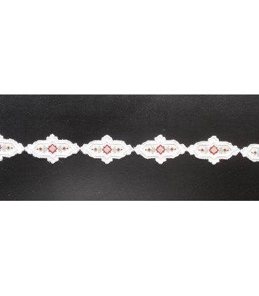 Dentelle avec médaillon brodé - Largeur 4.2 cm