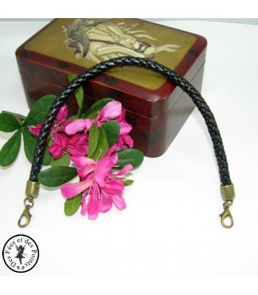 Petite anse - Cuir synthétique tressé - 30 cm - Noir