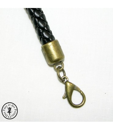 Petite anse - Cuir synthétique tressé - 30 cm - Noir