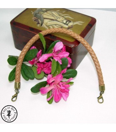 Petite anse - Cuir synthétique tressé - 30 cm - Brun clair