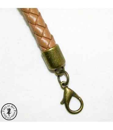 Petite anse - Cuir synthétique tressé - 30 cm - Brun clair