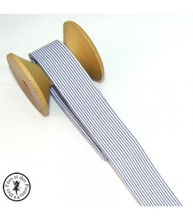 Biais plié à rayures - Bleu/Blanc