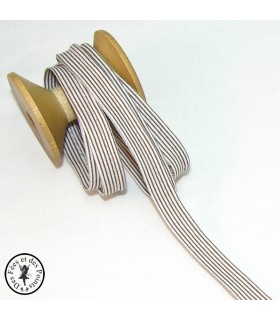 Passepoil à rayure - Brun/Blanc  - 3 mm