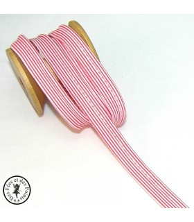 Passepoil à rayures - Rouge/Blanc  - 3 mm