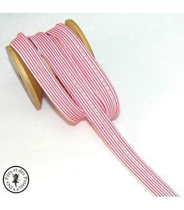 Passepoil à rayures - Rouge/Blanc  - 3 mm