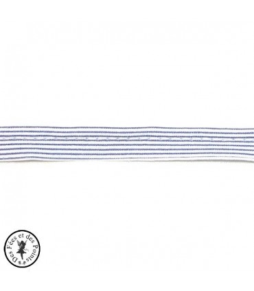 Passepoil à rayures - Bleu/Blanc  - 3 mm