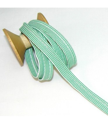 Passepoil à rayures - Vert/Blanc  - 3 mm