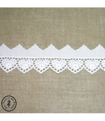 Broderie anglaise "Coeurs" - Blanc - 5  cm