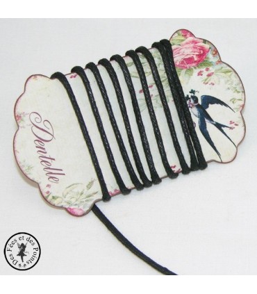 Cordon ciré aspect cuir - 2 mm - Noir