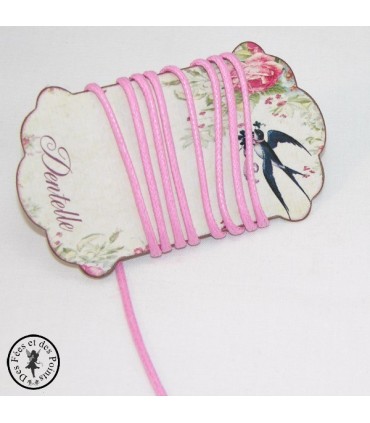 Cordon ciré aspect cuir - 2 mm - Rose barbie