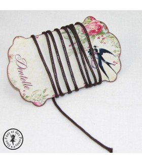 Cordon ciré aspect cuir - 2 mm - Brun foncé