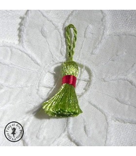 Mini pompon - Vert / Rouge