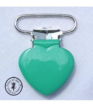 Pince métallique coeur - Verte 