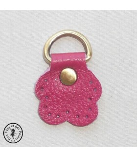 Anneau D - Cuir "Fleur" - Fuchsia