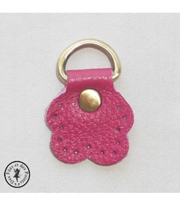 Anneau D - Cuir "Fleur" - Fuchsia