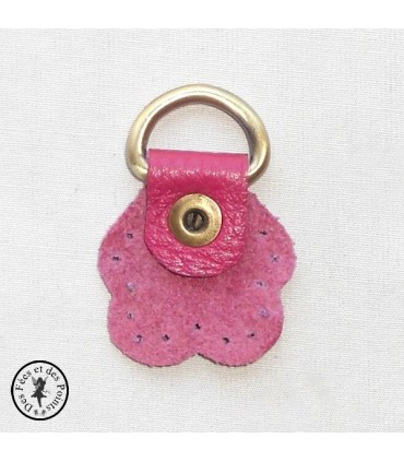 Anneau D - Cuir "Fleur" - Fuchsia