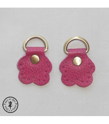 Anneau D - Cuir "Fleur" - Fuchsia