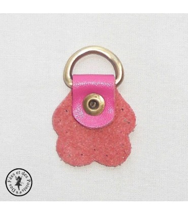 Anneau D - Cuir "Fleur" - Rose