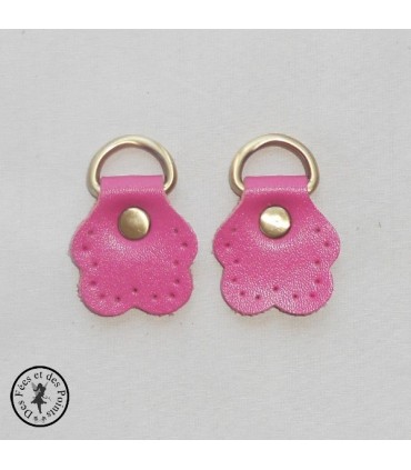 Anneau D - Cuir "Fleur" - Rose