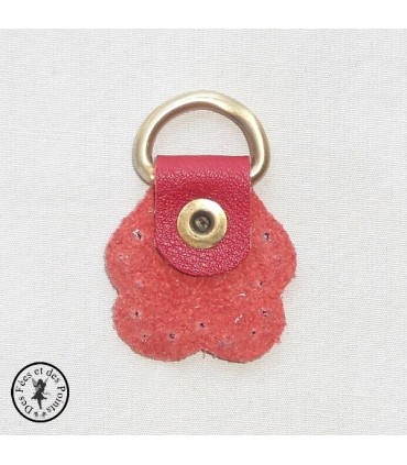Anneau D - Cuir "Fleur" - Rouge