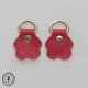 Anneau D - Cuir "Fleur" - Rouge