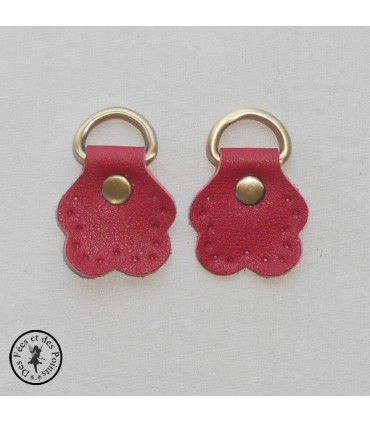 Anneau D - Cuir "Fleur" - Rouge