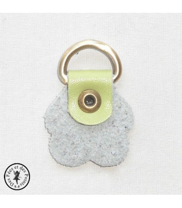 Anneau D - Cuir "Fleur" - Vert anis