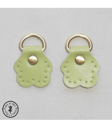 Anneau D - Cuir "Fleur" - Vert anis