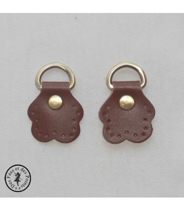 Anneau D - Cuir "Fleur" - Brun