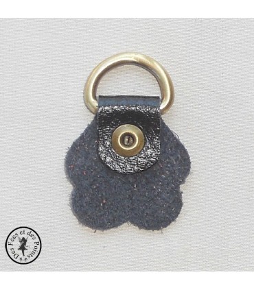 Anneau D - Cuir "Fleur" - Noir