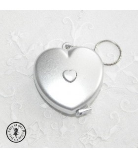 Centimètre déroulant coeur -gris argent