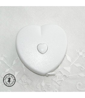 Centimètre déroulant coeur -blanc mat