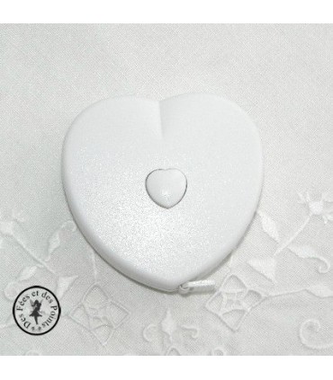 Centimètre déroulant coeur -blanc mat