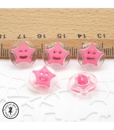 Boutons Etoiles - Rose bébé