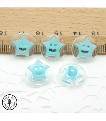 Boutons Etoiles - Bleu Turquoise