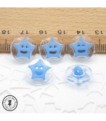 Boutons Etoiles - Bleu 