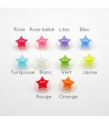Boutons Etoiles - Rose bébé
